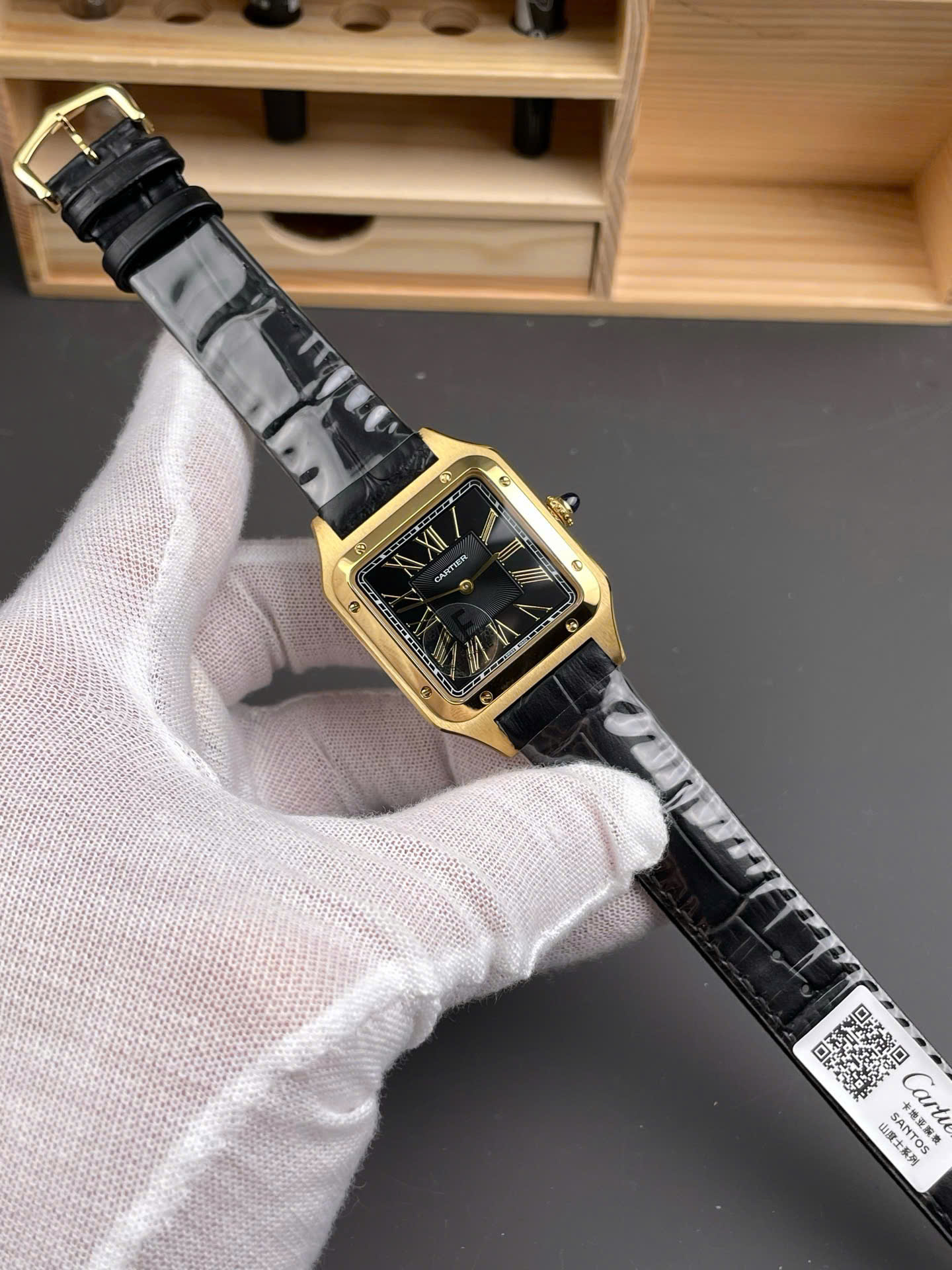 Cartier Santos-Dumont WGSA0077 Imitation Watches Men Leather Strap Black AF Factory 43,5×31,4mm