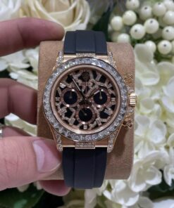 Alternative view of Rolex Daytona 116588TBR Giraffeb Chestnut Imitation Watches 18K Gold Wrapped + Moissanite Diamonds Custom 40mm