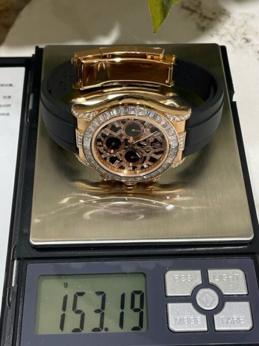 Rolex Daytona 116588TBR Giraffeb Chestnut Imitation Watches 18K Gold Wrapped + Moissanite Diamonds Custom 40mm - Image 3