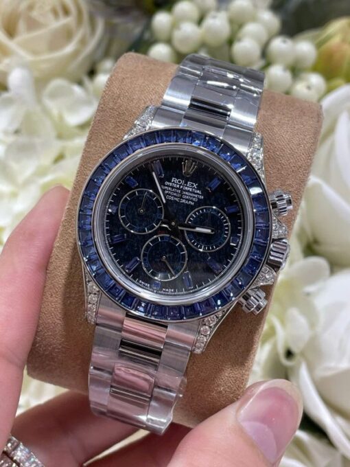 Rolex Daytona 126599TSA Luxury Fake Watches 18K Gold Wrapped + Synthetic Blue Sapphire Custom 40mm - Image 5