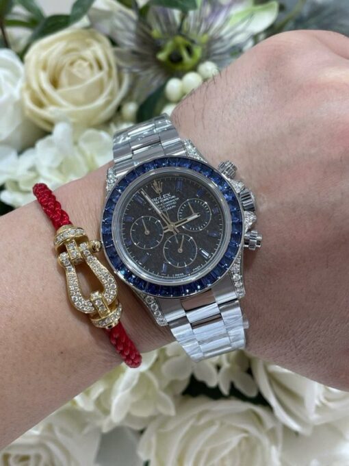 Rolex Daytona 126599TSA Luxury Fake Watches 18K Gold Wrapped + Synthetic Blue Sapphire Custom 40mm - Image 6