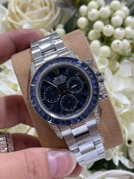 Rolex Daytona 126599TSA Luxury Fake Watches 18K Gold Wrapped + Synthetic Blue Sapphire Custom 40mm - Image 4