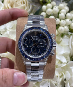 Rolex Daytona 126599TSA Luxury Fake Watches 18K Gold Wrapped + Synthetic Blue Sapphire Custom 40mm
