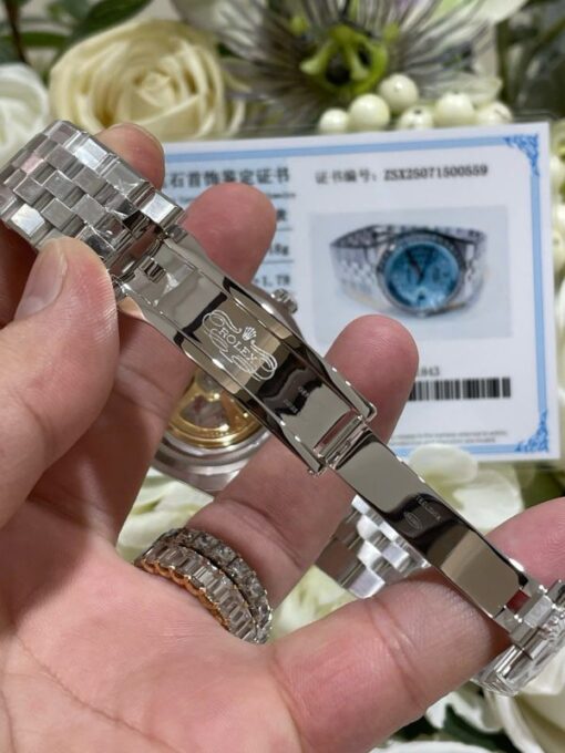Rolex Land-Dweller 127286TBR Replica Watches 18K Gold Wrapped + Moissanite Diamonds Baguette 40mm - Image 11