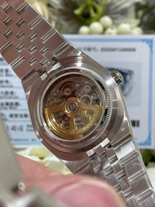 Rolex Land-Dweller 127286TBR Replica Watches 18K Gold Wrapped + Moissanite Diamonds Baguette 40mm - Image 9
