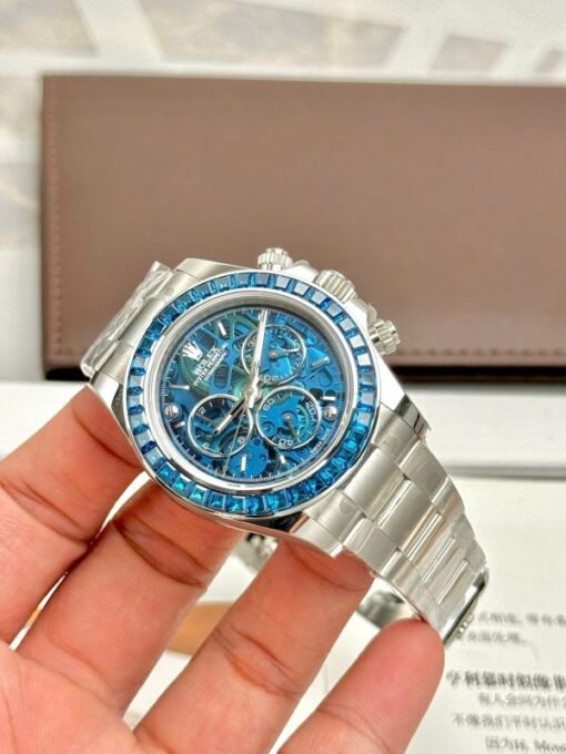 Rolex Daytona Arolla Challenge Blue Luxury Imitation Watches Dial Skeleton 40mm - Image 8