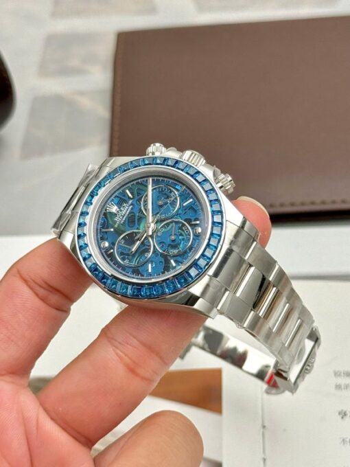 Rolex Daytona Arolla Challenge Blue Luxury Imitation Watches Dial Skeleton 40mm - Image 9