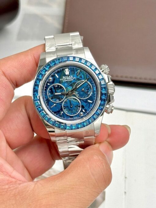 Rolex Daytona Arolla Challenge Blue Luxury Imitation Watches Dial Skeleton 40mm - Image 4