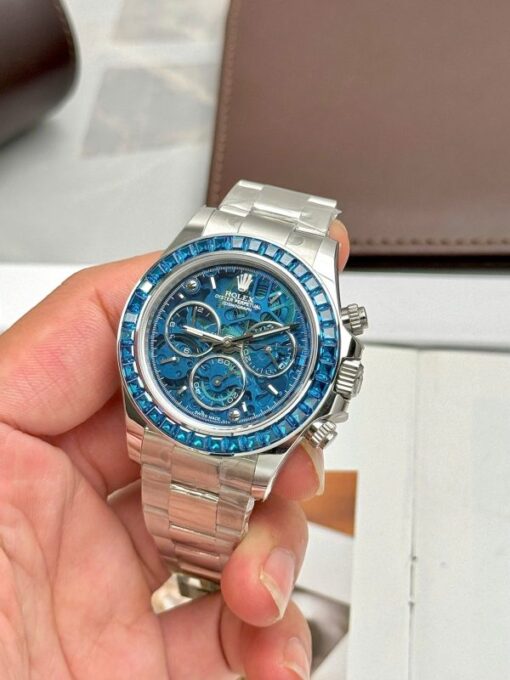 Rolex Daytona Arolla Challenge Blue Luxury Imitation Watches Dial Skeleton 40mm - Image 5