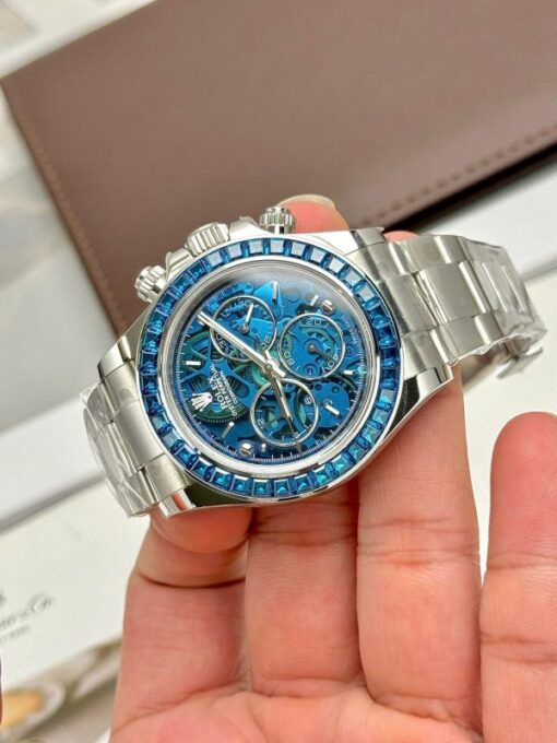 Rolex Daytona Arolla Challenge Blue Luxury Imitation Watches Dial Skeleton 40mm - Image 6