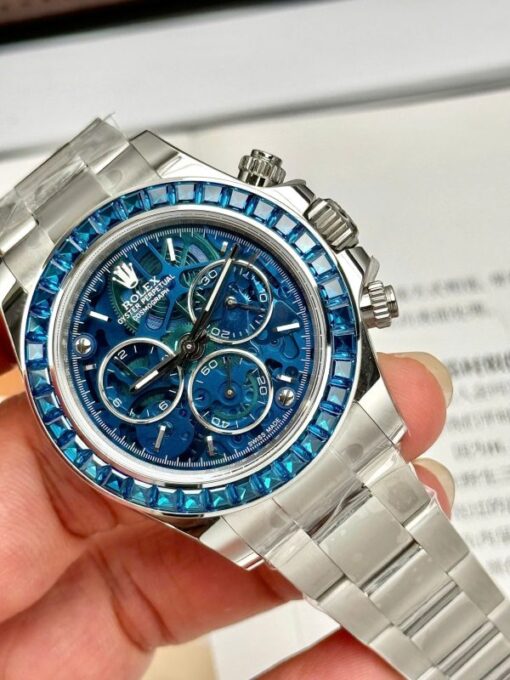Rolex Daytona Arolla Challenge Blue Luxury Imitation Watches Dial Skeleton 40mm - Image 7