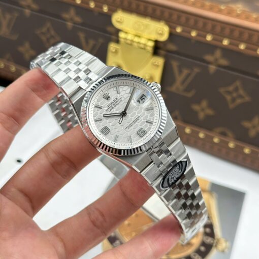 Rolex Land-Dweller 127234 Copies Watches White Dial Honeycomb Pattern 36mm