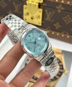 Rolex Land-Dweller 127236 Luxury Imitation Watches Ice Blue Dial Honeycomb Pattern 36mm