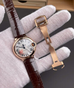 Cartier Good Imitation Watches Ballon Bleu De WJBB0040 Women’s Brown Leather Strap AF Factory 33mm
