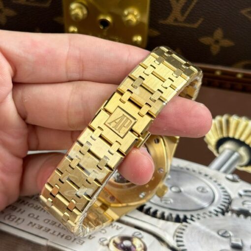 Audemars Piguet Copies Watches Royal Oak Openworked Yellow 15407 Skeleton Dial THB Factory 41mm - Image 15