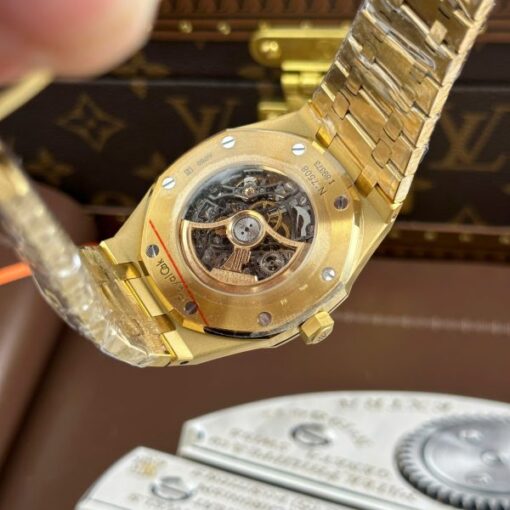 Audemars Piguet Copies Watches Royal Oak Openworked Yellow 15407 Skeleton Dial THB Factory 41mm - Image 14