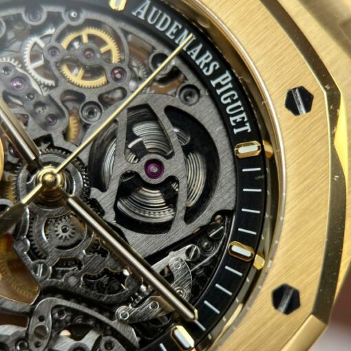 Audemars Piguet Copies Watches Royal Oak Openworked Yellow 15407 Skeleton Dial THB Factory 41mm - Image 9