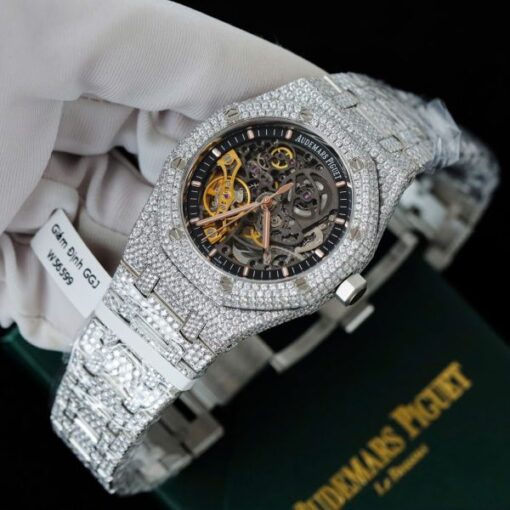 Audemars Piguet Royal Oak 15407 Custom Full Moissanite Diamonds Hong Kong 41mm - Image 6