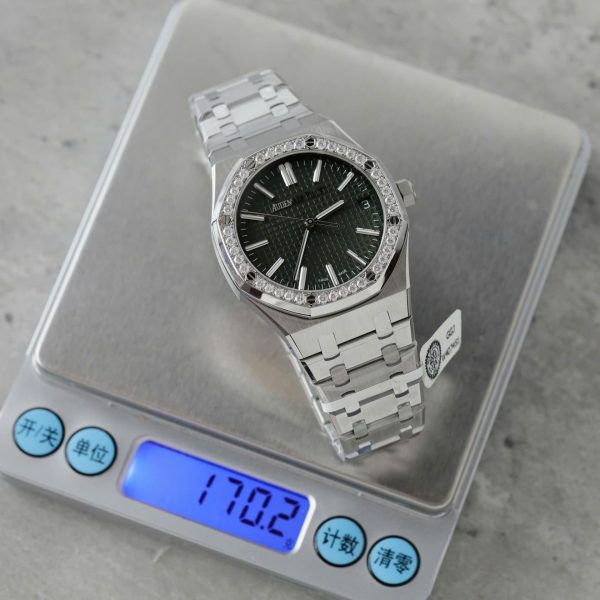 Audemars Piguet Royal Oak 15510ST Imitation Watches Green Dial Bezel Moissanite Diamonds 41mm - Image 3
