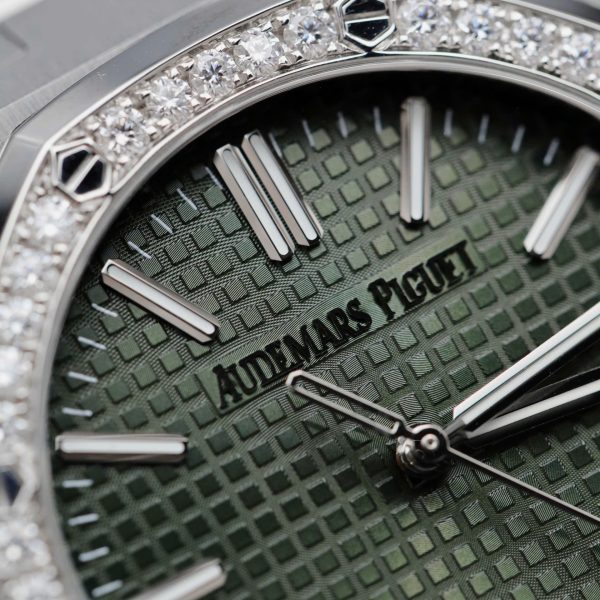 Audemars Piguet Royal Oak 15510ST Imitation Watches Green Dial Bezel Moissanite Diamonds 41mm - Image 7