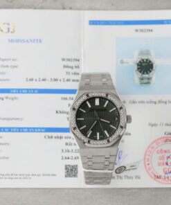Alternative view of Audemars Piguet Royal Oak 15510ST Imitation Watches Green Dial Bezel Moissanite Diamonds 41mm