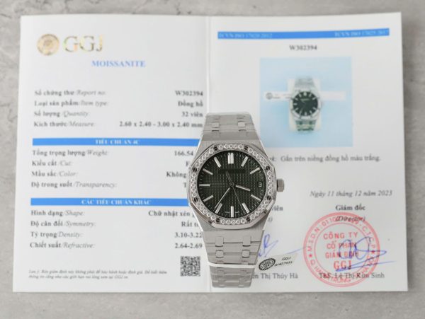 Audemars Piguet Royal Oak 15510ST Imitation Watches Green Dial Bezel Moissanite Diamonds 41mm - Image 2