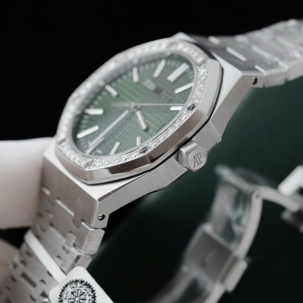 Audemars Piguet Royal Oak 15510ST Imitation Watches Green Dial Bezel Moissanite Diamonds 41mm - Image 9