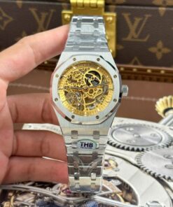 Alternative view of Audemars Piguet Royal Oak Openworked 15407 Knock Off Watches Dial Skeleton Yellow THB Factory 41mm