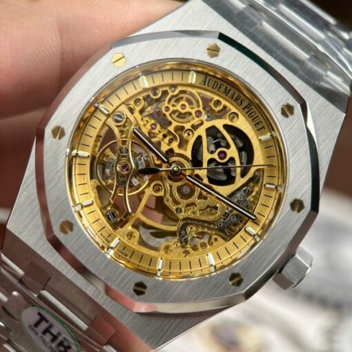 Audemars Piguet Royal Oak Openworked 15407 Knock Off Watches Dial Skeleton Yellow THB Factory 41mm - Image 7