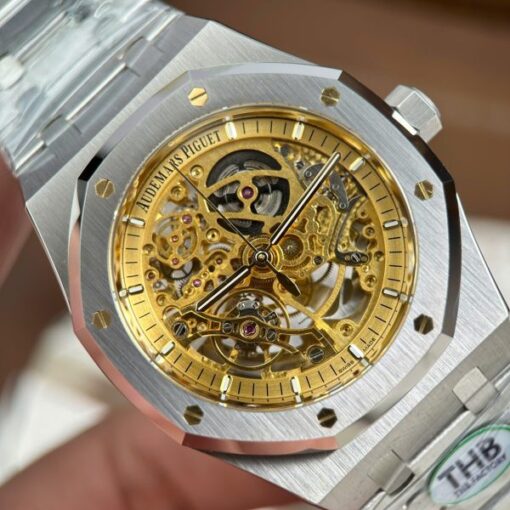 Audemars Piguet Royal Oak Openworked 15407 Knock Off Watches Dial Skeleton Yellow THB Factory 41mm - Image 6
