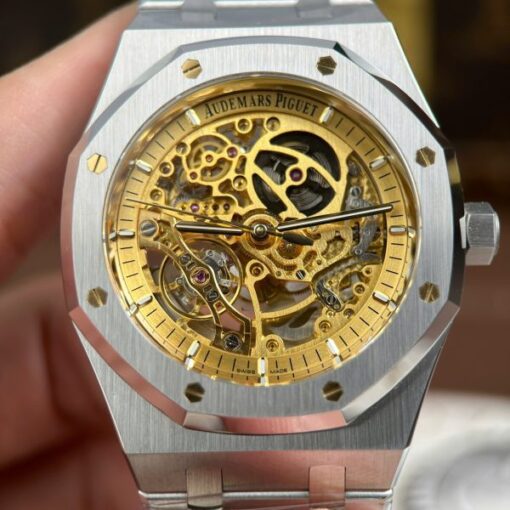 Audemars Piguet Royal Oak Openworked 15407 Knock Off Watches Dial Skeleton Yellow THB Factory 41mm - Image 5