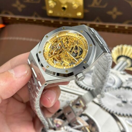 Audemars Piguet Royal Oak Openworked 15407 Knock Off Watches Dial Skeleton Yellow THB Factory 41mm - Image 4