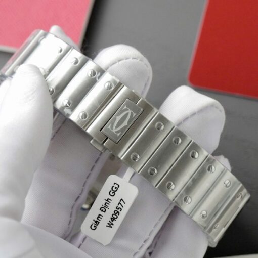 Cartier Santos Brown Dial Replica Watches Custom Moissanite Diamonds Metal Wire BV Factory 39.8mm - Image 10