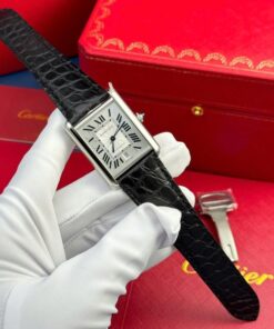 Alternative view of Cartier Tank Must Extra-Large Model Knock Off Watches White Dial Leather Strap AF Factory 31x41mm