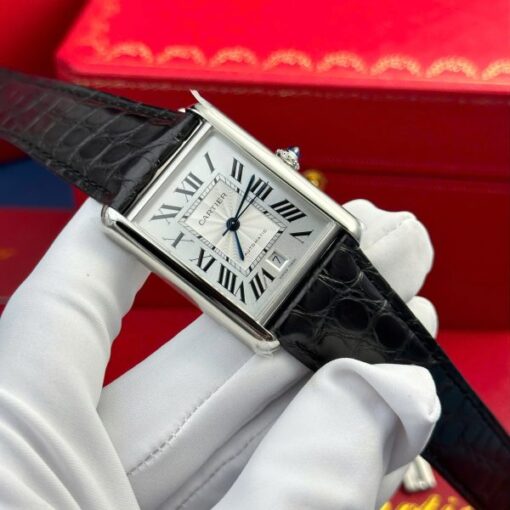 Cartier Tank Must Extra-Large Model Knock Off Watches White Dial Leather Strap AF Factory 31x41mm - Image 4