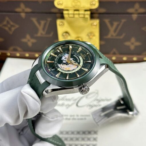 Omega Aqua Terra Worldtimer Imitation Fake Watches Green Dial Rubber Strap VS Factory 43mm - Image 6
