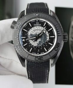 Omega Seamaster Planet Ocean Worldtimer Replica Watches Black Ceramic VS Factory 45.5mm