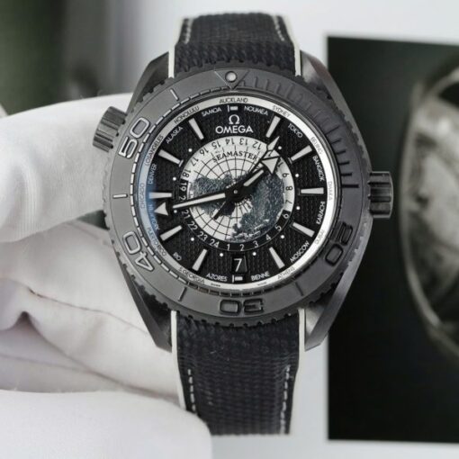 Omega Seamaster Planet Ocean Worldtimer Replica Watches Black Ceramic VS Factory 45.5mm - Image 2