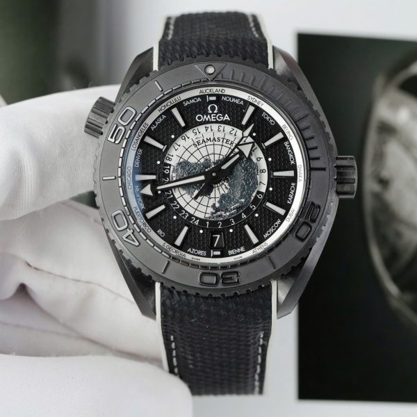 Omega Seamaster Planet Ocean Worldtimer Replica Watches Black Ceramic VS Factory 45.5mm - Image 2