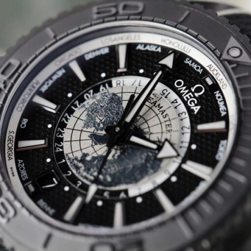 Omega Seamaster Planet Ocean Worldtimer Replica Watches Black Ceramic VS Factory 45.5mm - Image 6