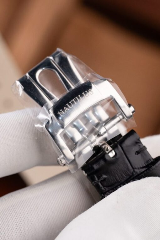 Patek Philippe Nautilus 5711 Luxury Fake Watches Gray Dial Leather Strap BBF Factory 40mm - Image 14