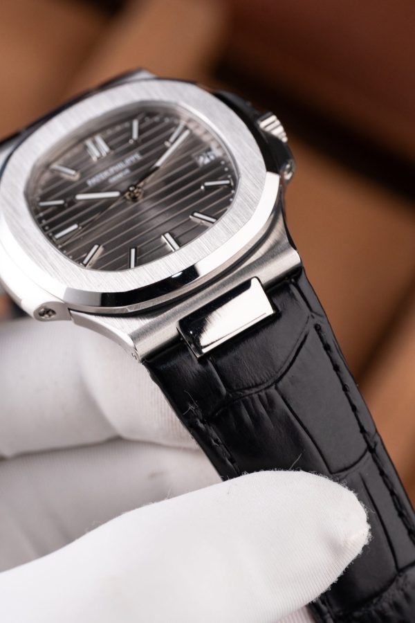 Patek Philippe Nautilus 5711 Luxury Fake Watches Gray Dial Leather Strap BBF Factory 40mm - Image 5