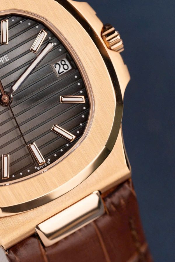Patek Philippe Nautilus 5711R Best Fake Watches Gray Dial Leather Strap BBF Factory 40mm - Image 8