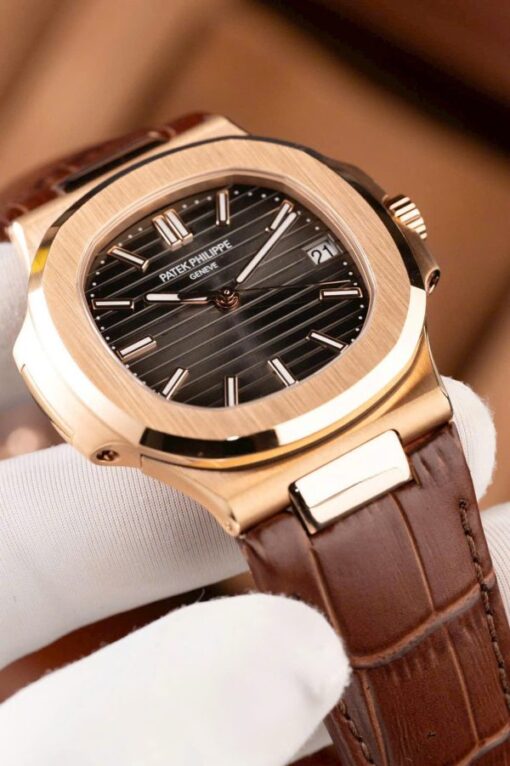 Patek Philippe Nautilus 5711R Best Fake Watches Gray Dial Leather Strap BBF Factory 40mm - Image 5