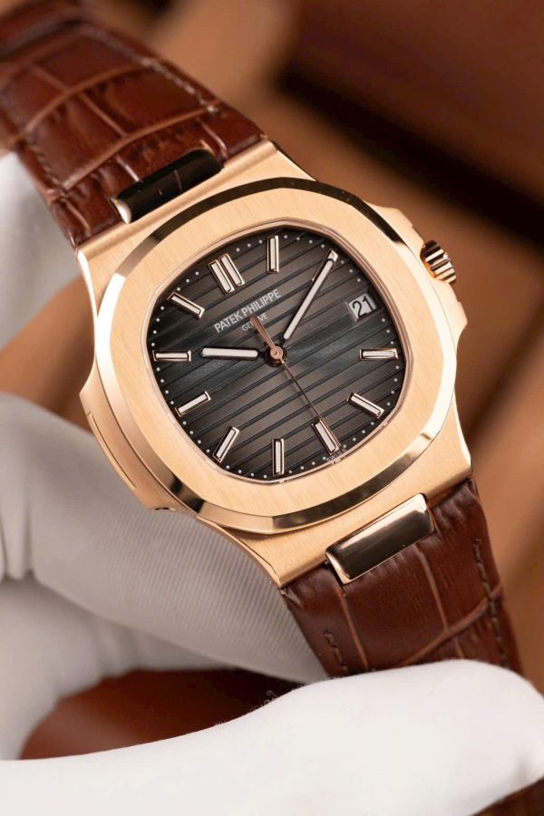 Patek Philippe Nautilus 5711R Best Fake Watches Gray Dial Leather Strap BBF Factory 40mm - Image 4