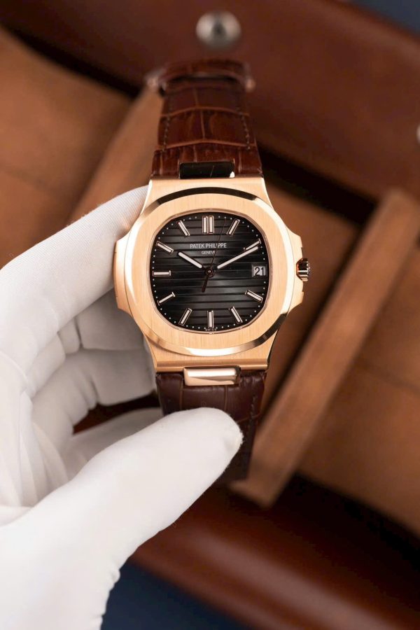 Patek Philippe Nautilus 5711R Best Fake Watches Gray Dial Leather Strap BBF Factory 40mm - Image 3