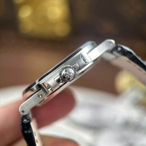 Patek Philippe Nautilus 5712 Knock Off Watches Blue Dial Leather Strap Engraving Machine PPF Factory 40mm - Image 8