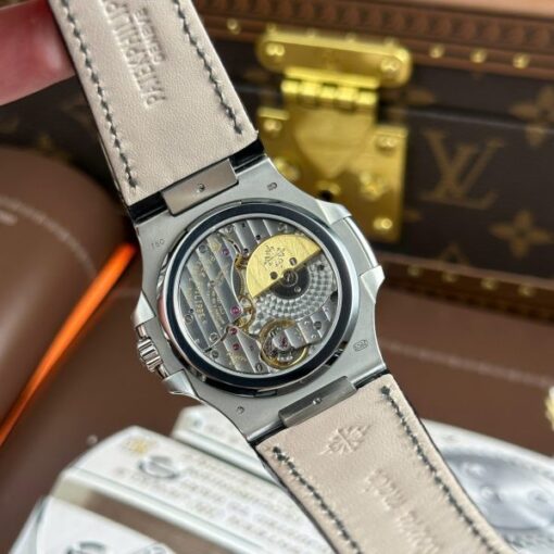 Patek Philippe Nautilus 5712 Knock Off Watches Blue Dial Leather Strap Engraving Machine PPF Factory 40mm - Image 10