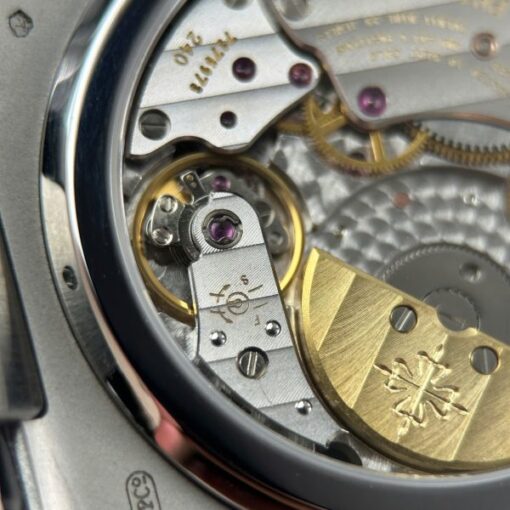 Patek Philippe Nautilus 5712 Knock Off Watches Blue Dial Leather Strap Engraving Machine PPF Factory 40mm - Image 12