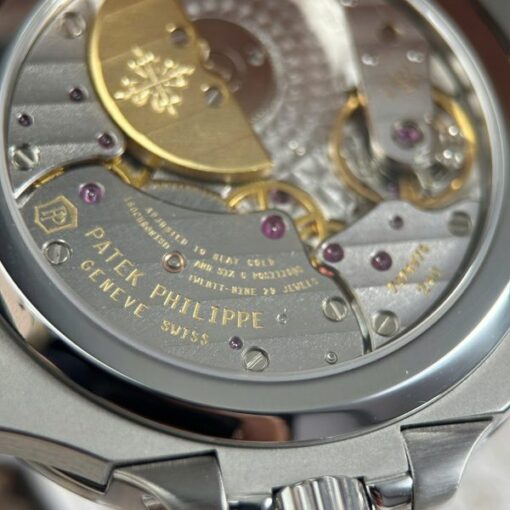Patek Philippe Nautilus 5712 Knock Off Watches Blue Dial Leather Strap Engraving Machine PPF Factory 40mm - Image 11
